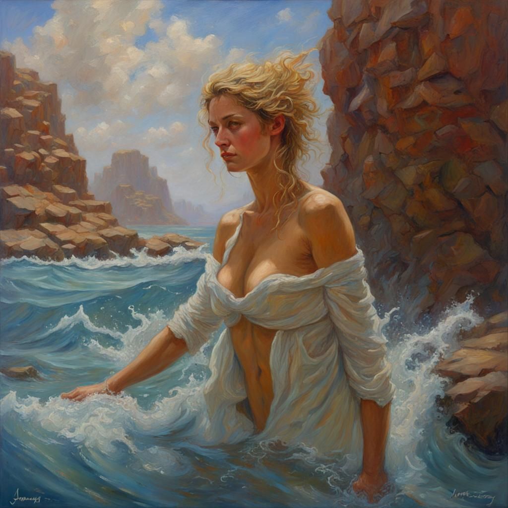 Aquarius Oil Painting in Gurney Style