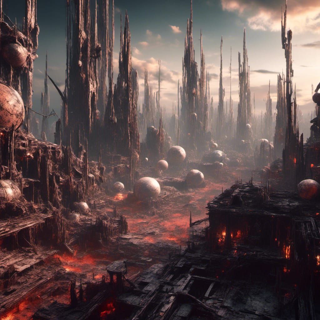 Futuristic Cityscape at Night with Planets: Sci-Fi Render