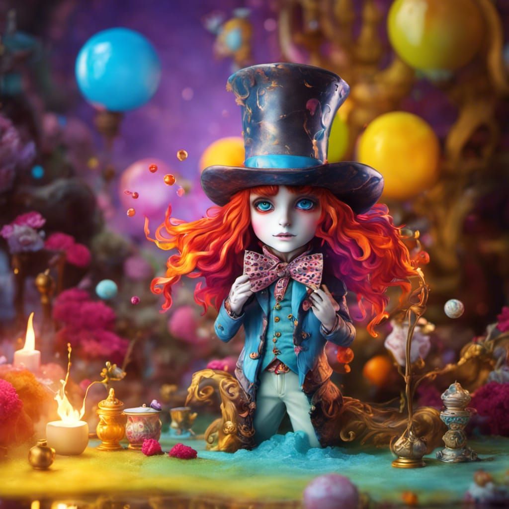 Cute Chibi Mad Hatter Tea Party Portrait