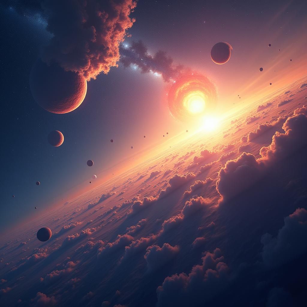 Cosmic Expanse: Galaxies and Meteors in Detailed Matte Paint...