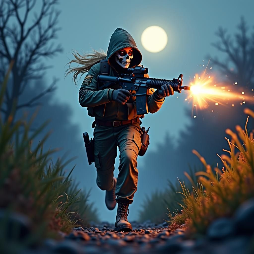 Gritty Dystopian Female Freedom Fighter in Gritty, Futuristi...