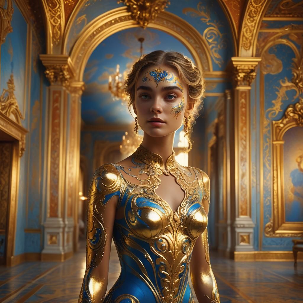 Woman Blue and Gold Palace