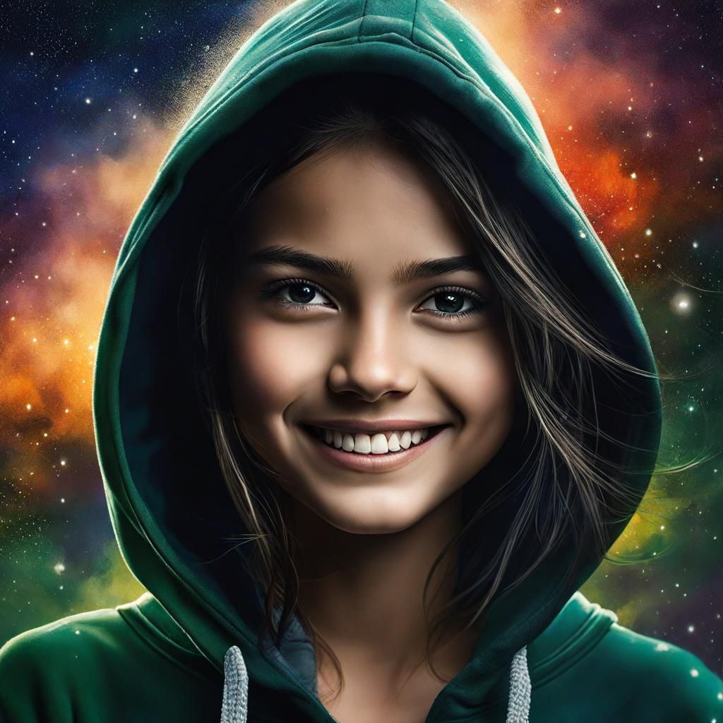 Mystical Ink Portrait of Girl Jogging