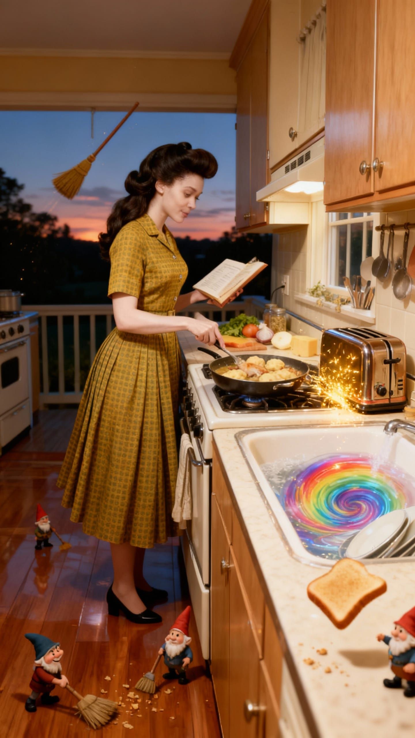 Magical Chores in a Vintage Kitchen
