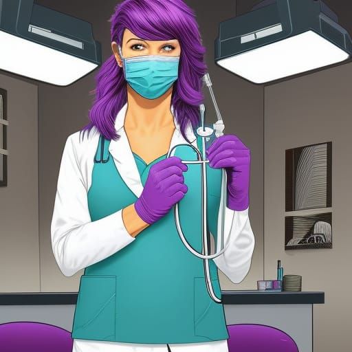 Female Dentist Illustration in Comic Book Style