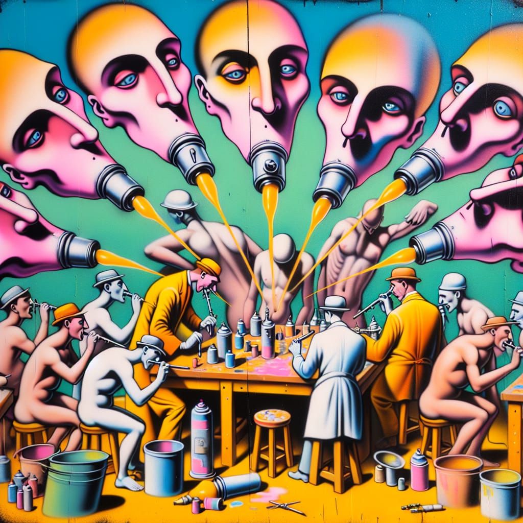 Dadaism Airbrush Art Masterpiece in Pastel Colors