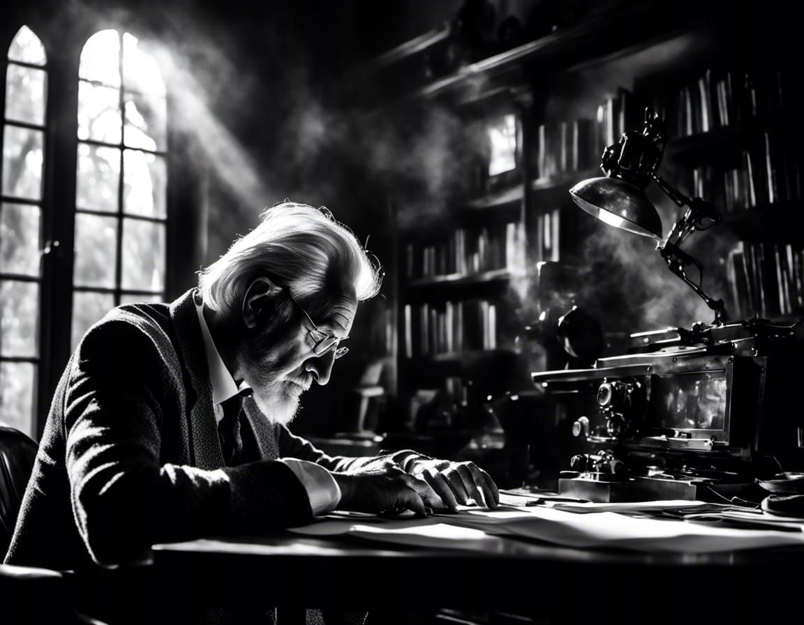 Monochrome Portrait of a Man at Work