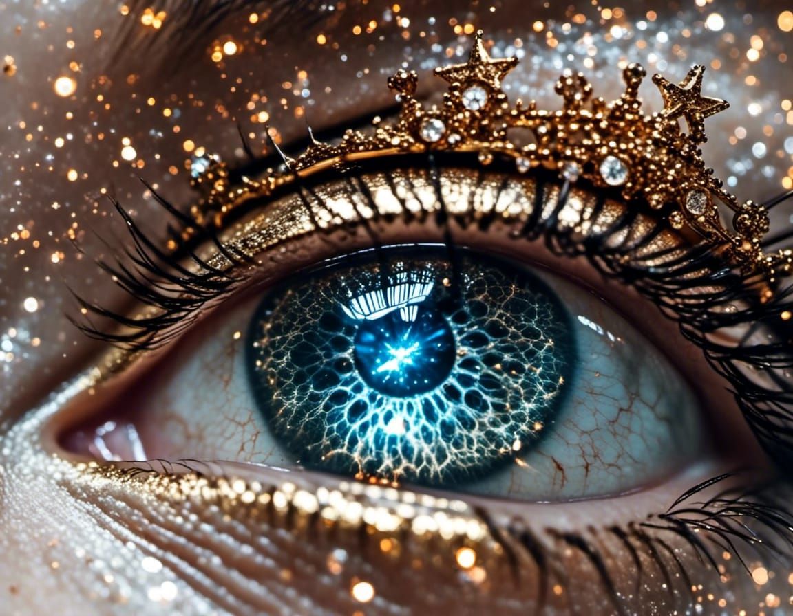 Star Pupil Eye Reflecting Nebula, Digital Art