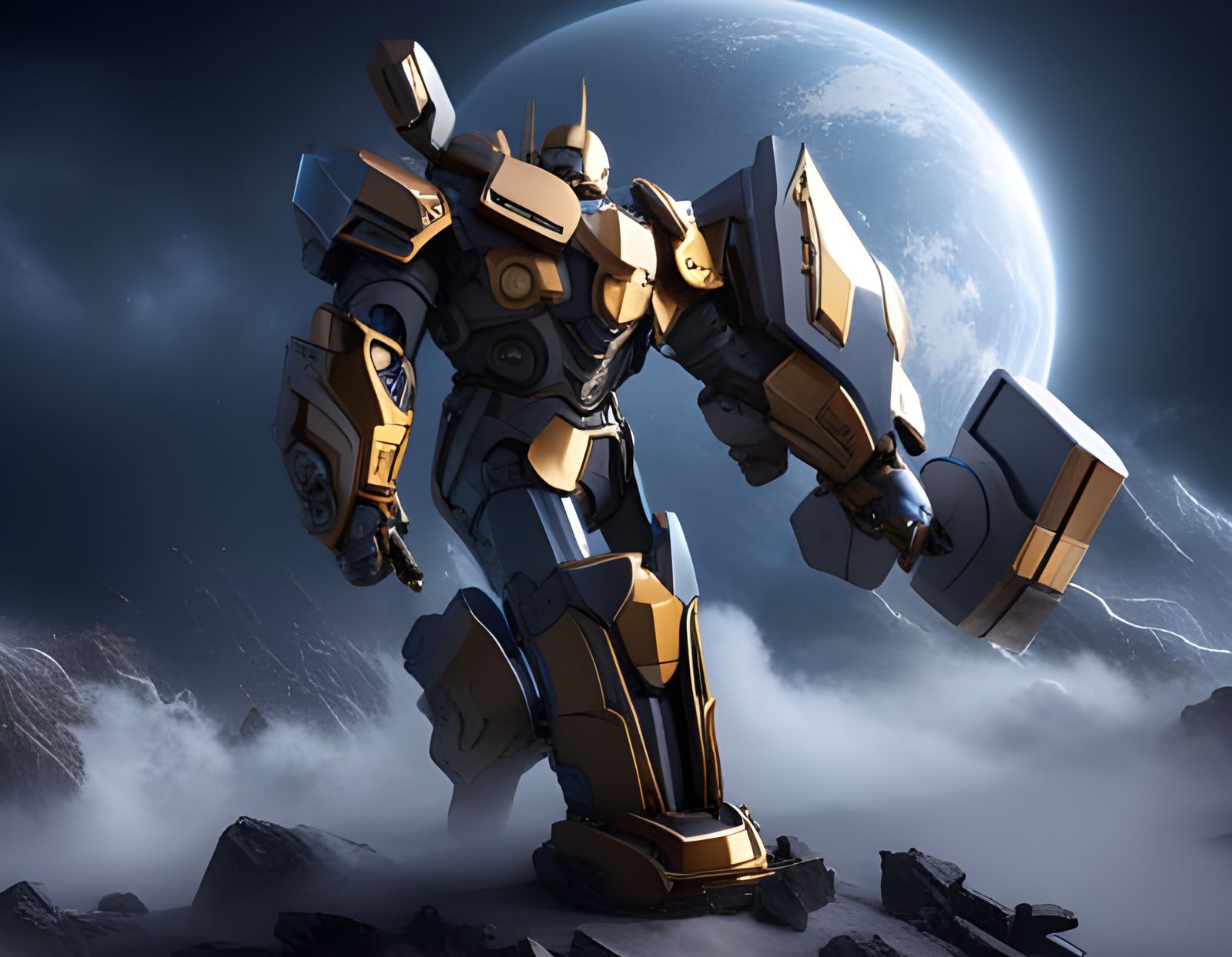 Asgardian Mecha Thor in Sci-Fi Style