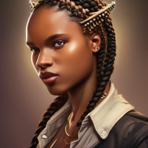 Attractive African Princess Portrait in Hyperdetailed Style