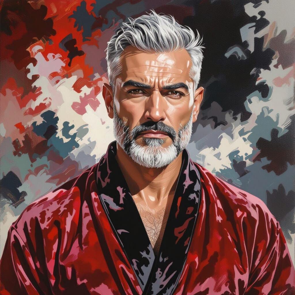 Wrathful Master Hunk in Velvet Robe Oil Painting