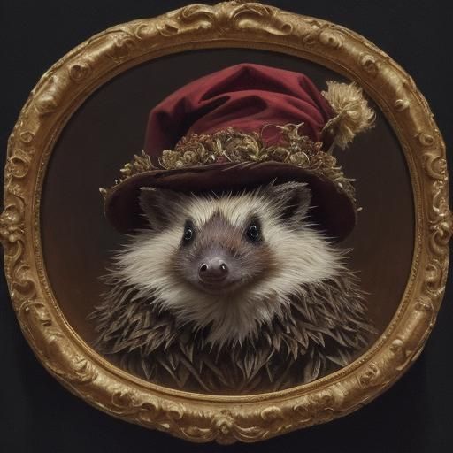 Hedgehog in Elaborate Hat: Baroque Still Life