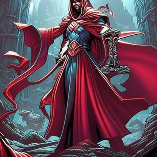 Epic Wizards Versus Warlocks Comic Book Art