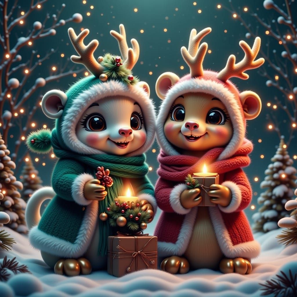 Whimsical Christmas Wonderland in Vibrant Color