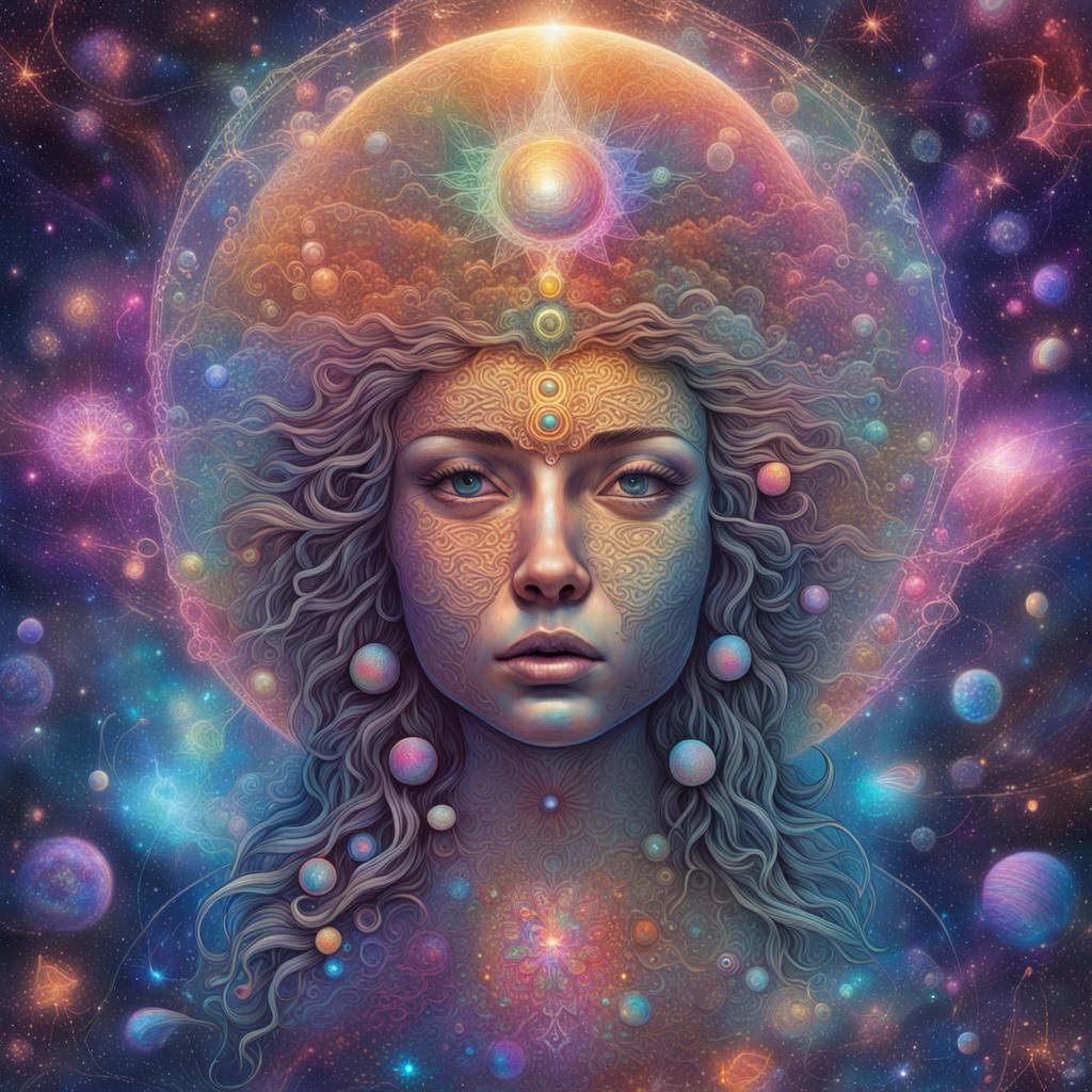 Holographic Cosmic Astral Illustration by Pablo Amaringo