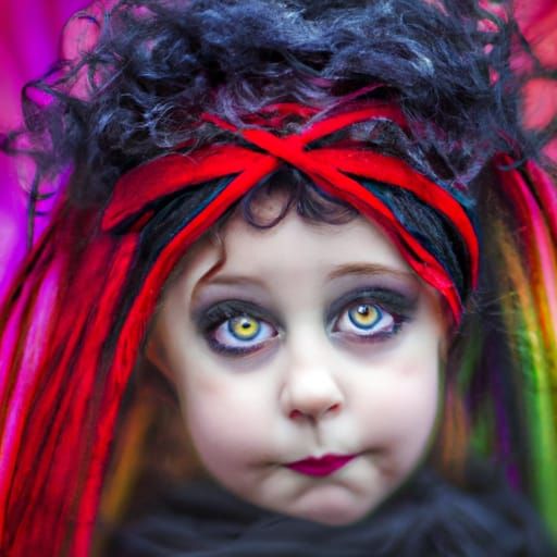 Hyperrealistic Rainbow Halloween Princess in HDR