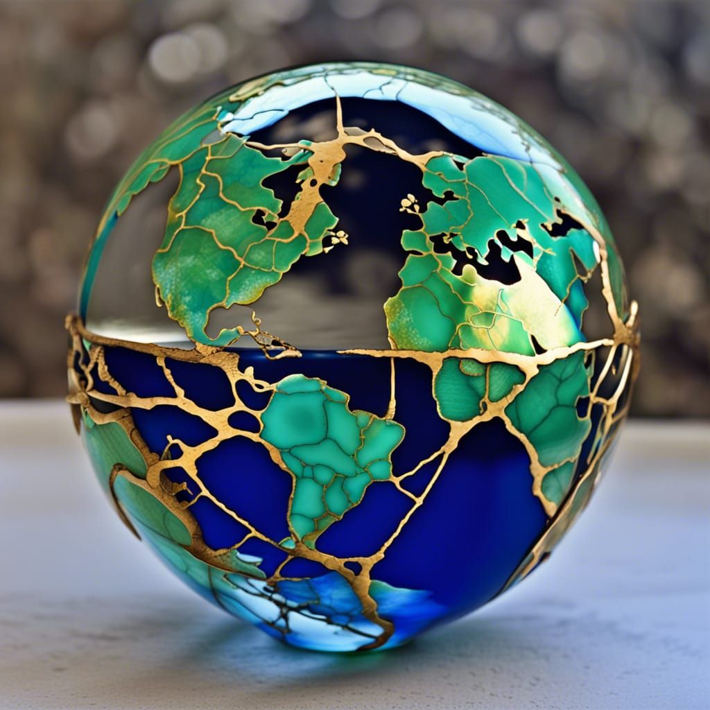Kintsugi Repaired Glass Globe: Fragile Beauty
