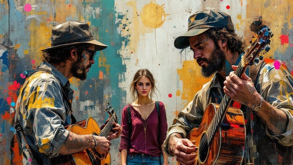 Neo-Expressionist Buskers with Metallic Accents