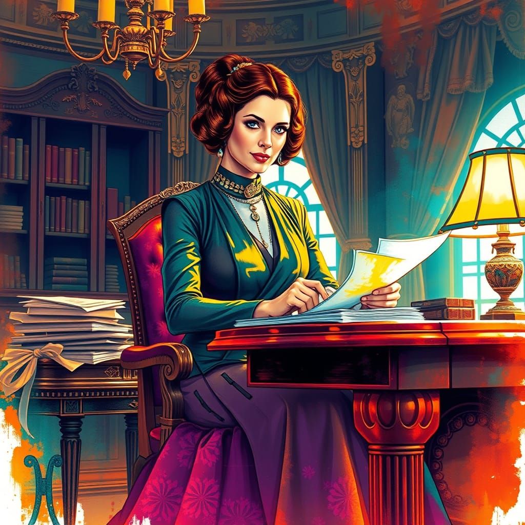 Princess Leia Working in Alcohol Ink Splatter Style