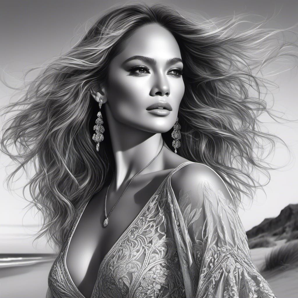 Stunning Color Pencil Sketch portrait of Jennifer Lopez on t...