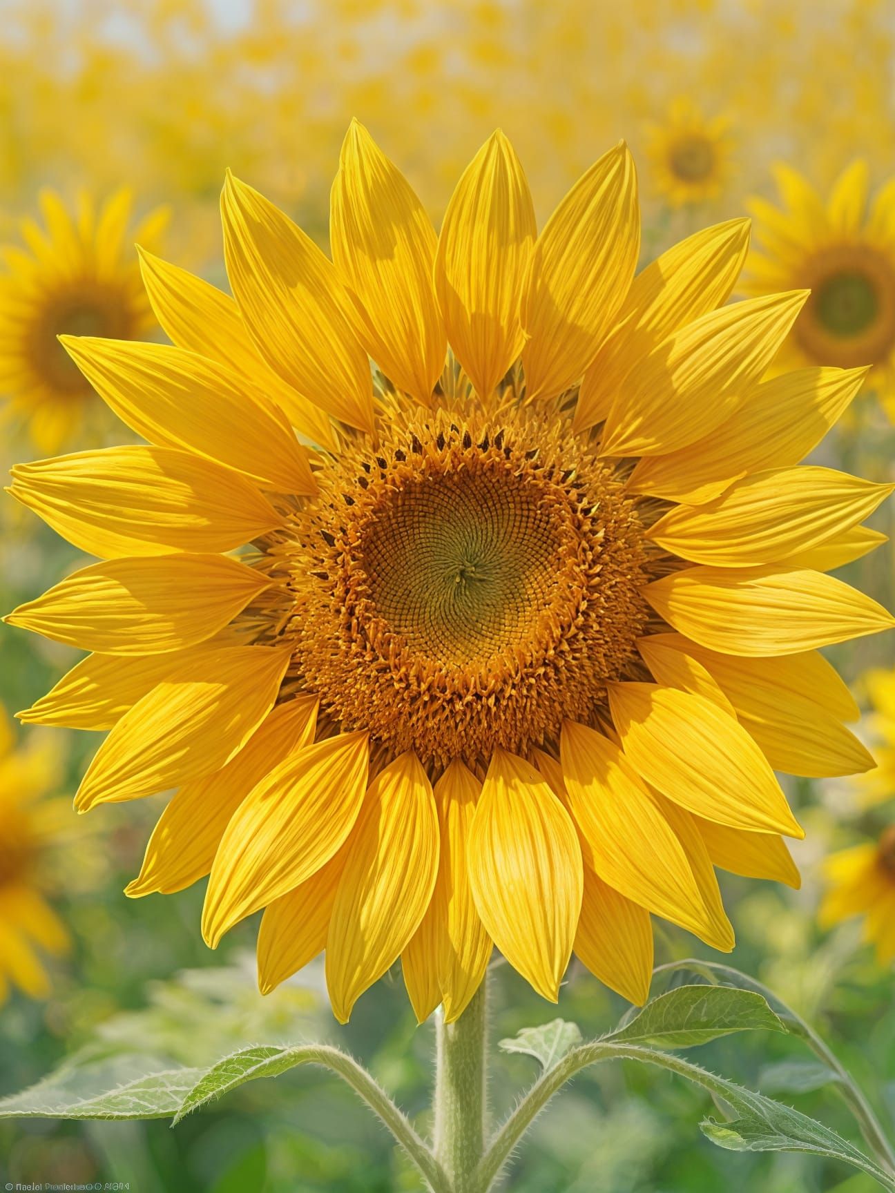 Minimalist Sunflower in Golden Sunlight