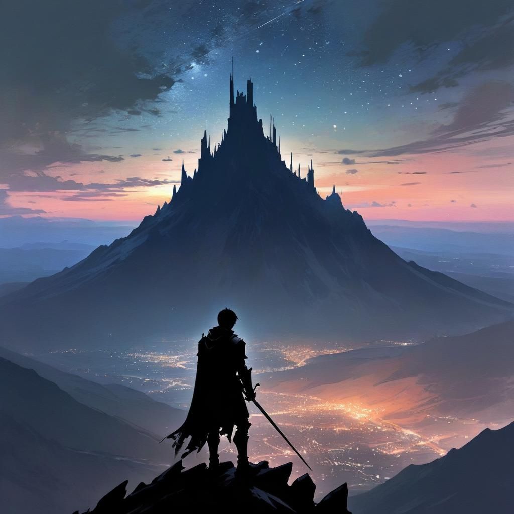 Twilight Knight Silhouette in Fantasy Art Style