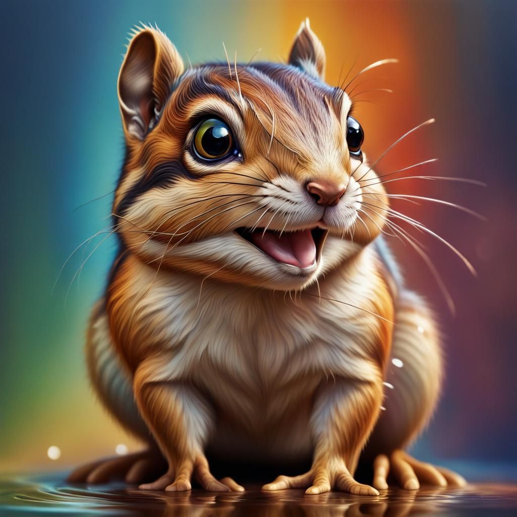 Hyperrealistic Chipmunk Portrait in Splash Art Style