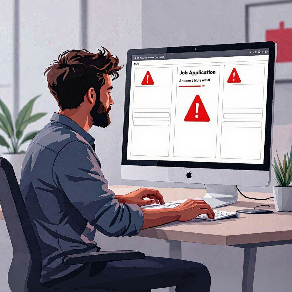 Job Application with Red Alert in Digital Illustration