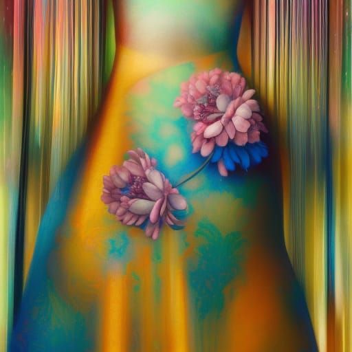 Women Singing in Blooming Forest, Digital Art