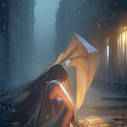 Woman crying in the rain (fail)