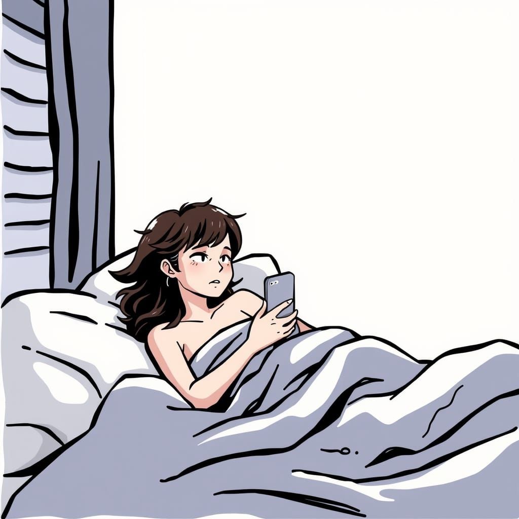 Serene Nighttime Bedroom Scene with Person Relaxing