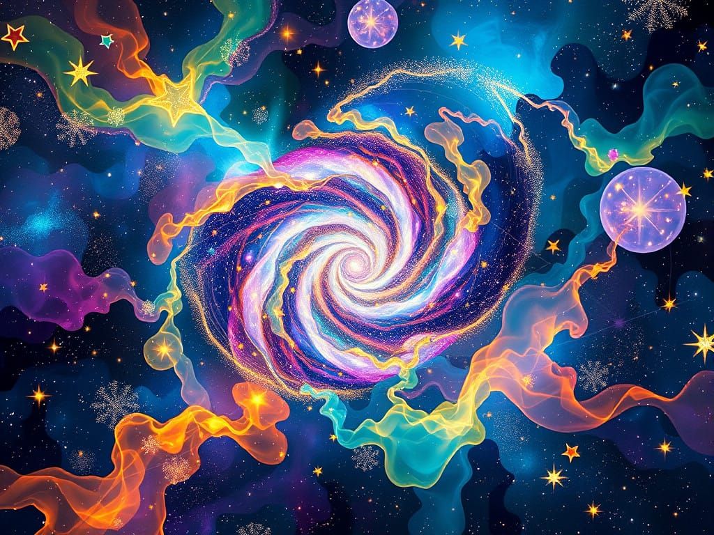 Surreal Cosmic Galaxy in Vibrant Watercolor-Inspired hues