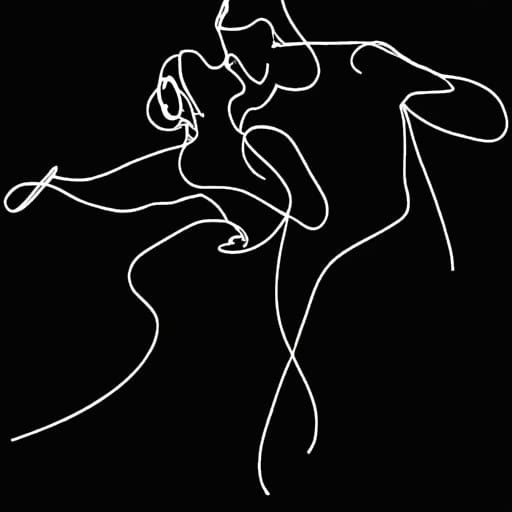Dancing Couple Silhouette in Picasso Style