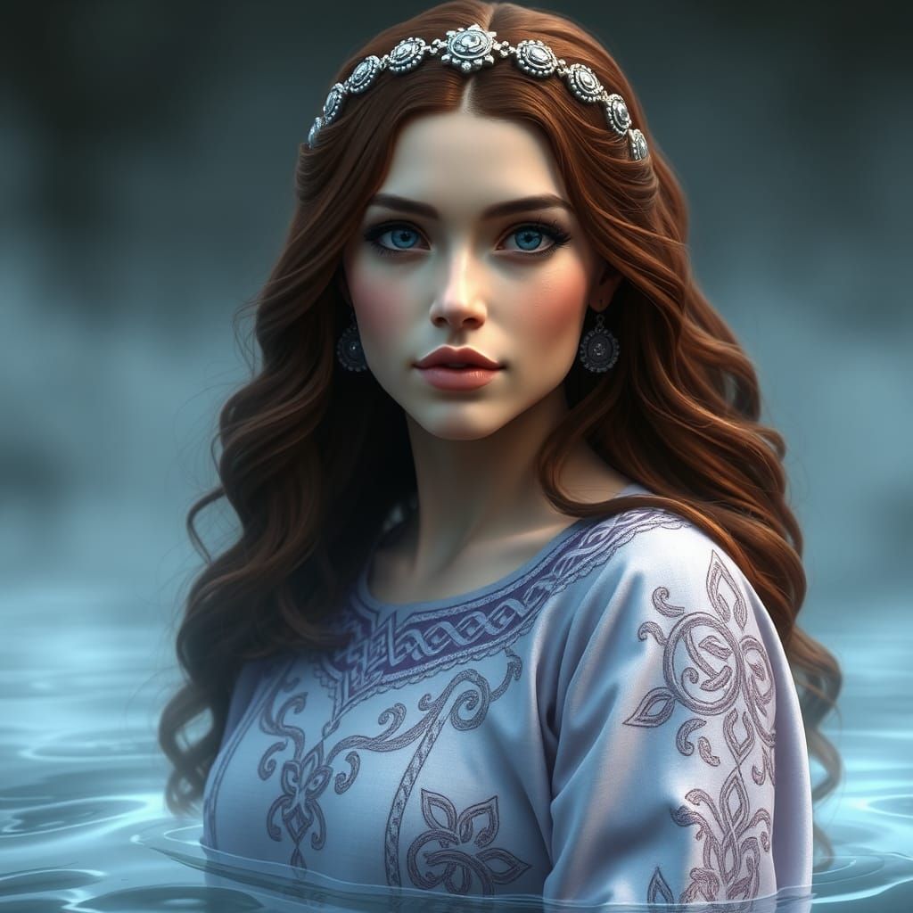 Clota: Celtic River Goddess Portrait in Digital Art