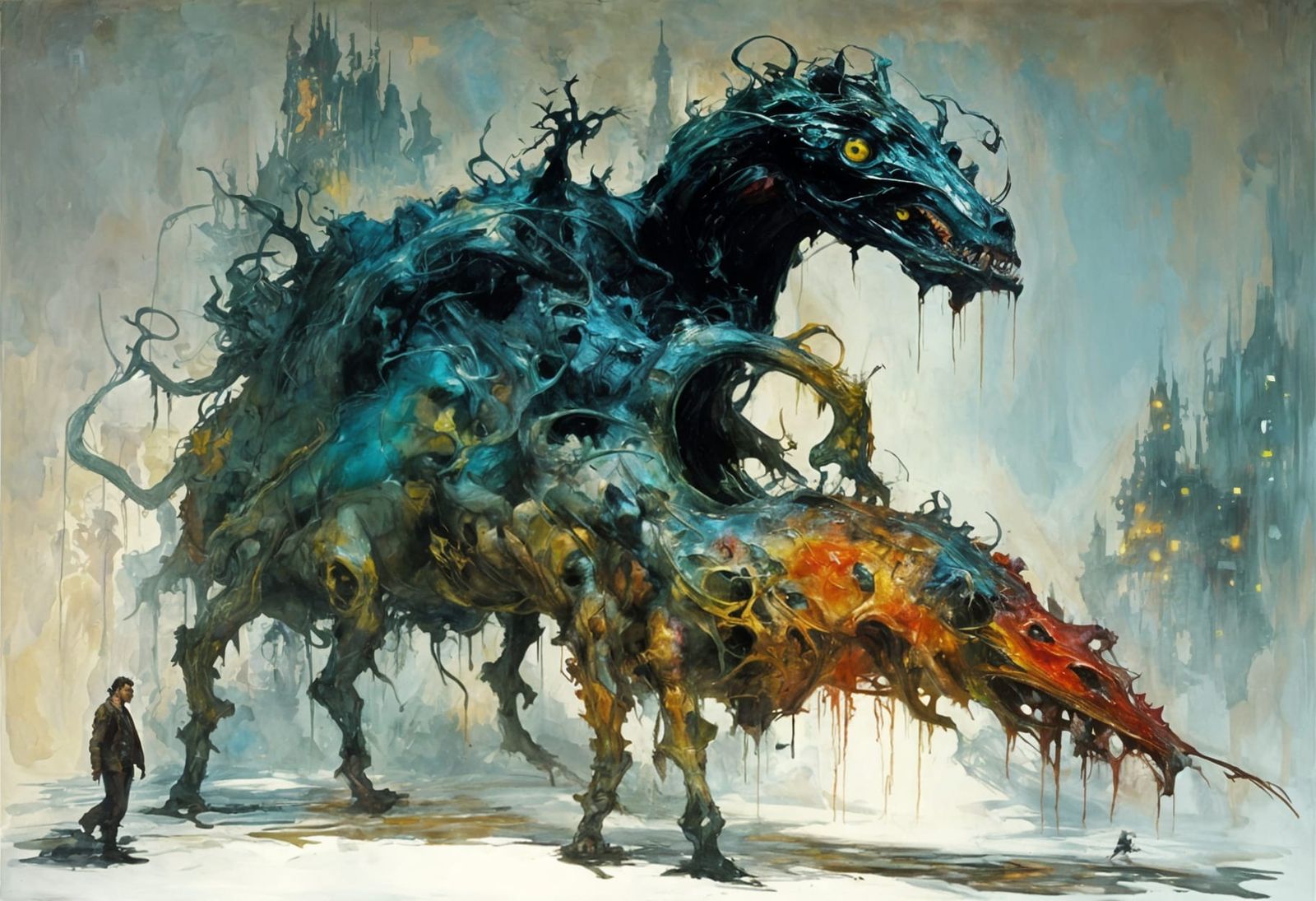 Abstract Flesh Abomination in Expressionist Style