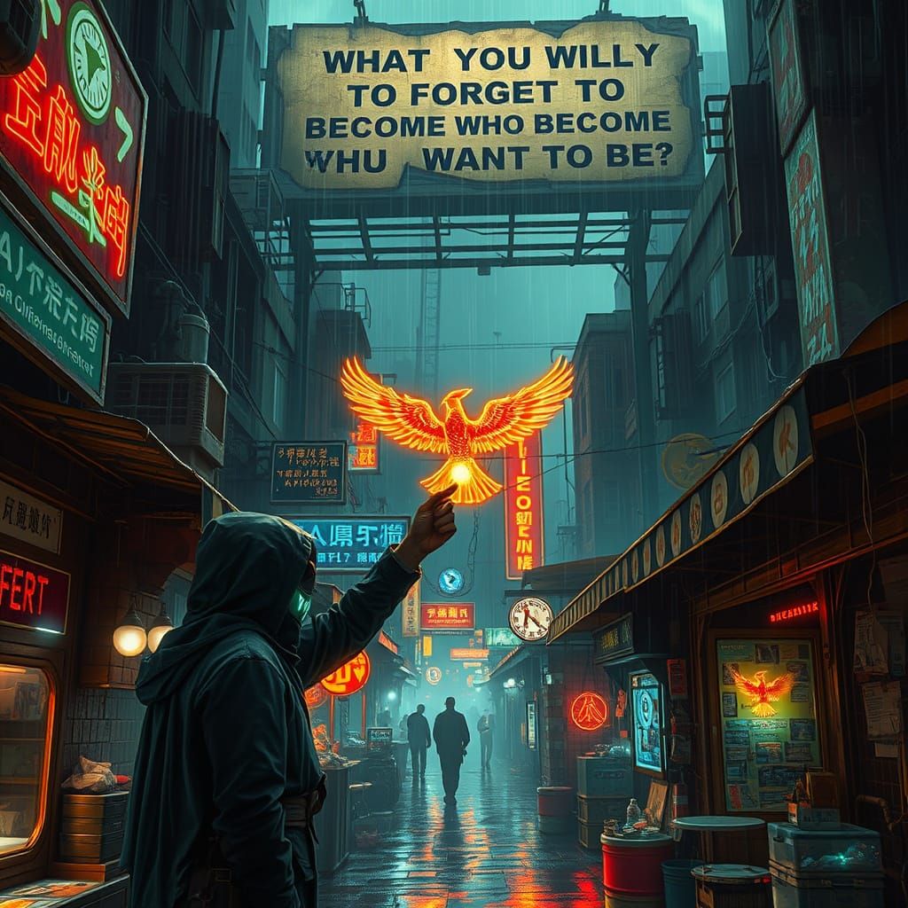 Cyberpunk Phoenix Market: Neon Dreams and Digital Relics