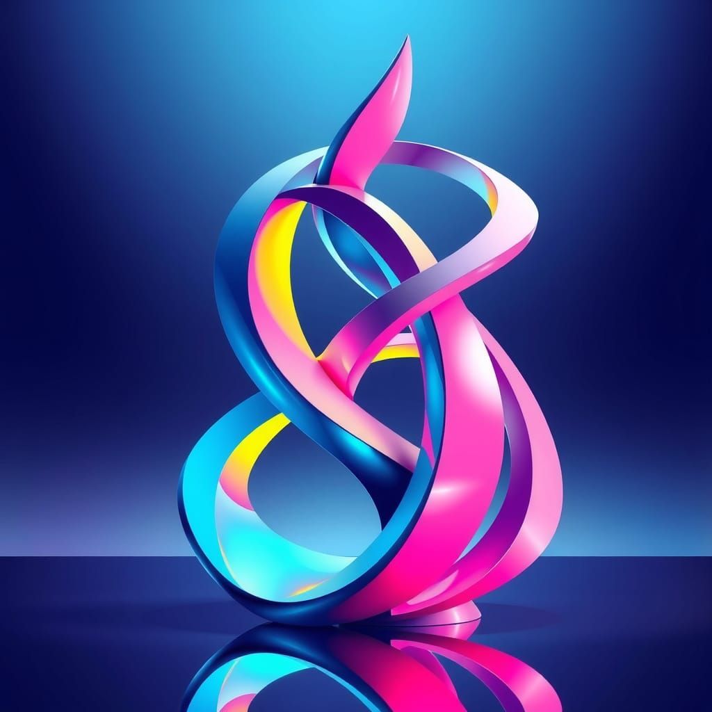 Futuristic Geometric Sculpture in Bold Vector Art