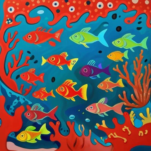 Coral Reef Fish in Surrealist Style