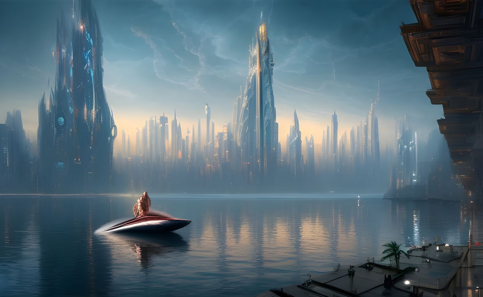 Detailed Floating Cityscape in Hyper-Realistic Style