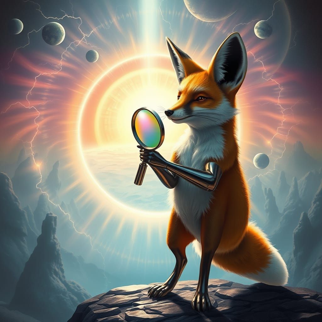 Chrome Fox at Portal in Art Deco Style