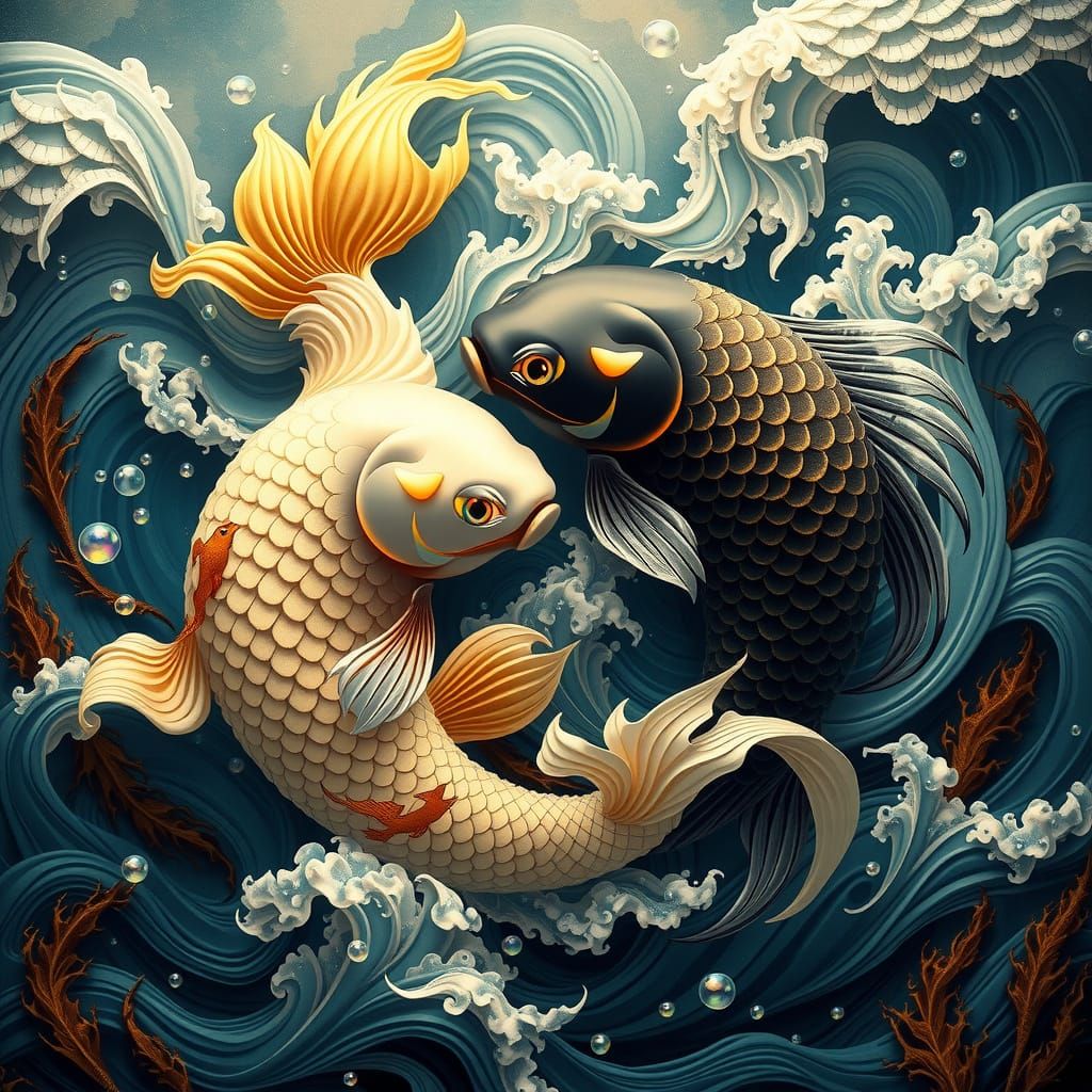 Twin Fishes Dance in Yin Yang Harmony