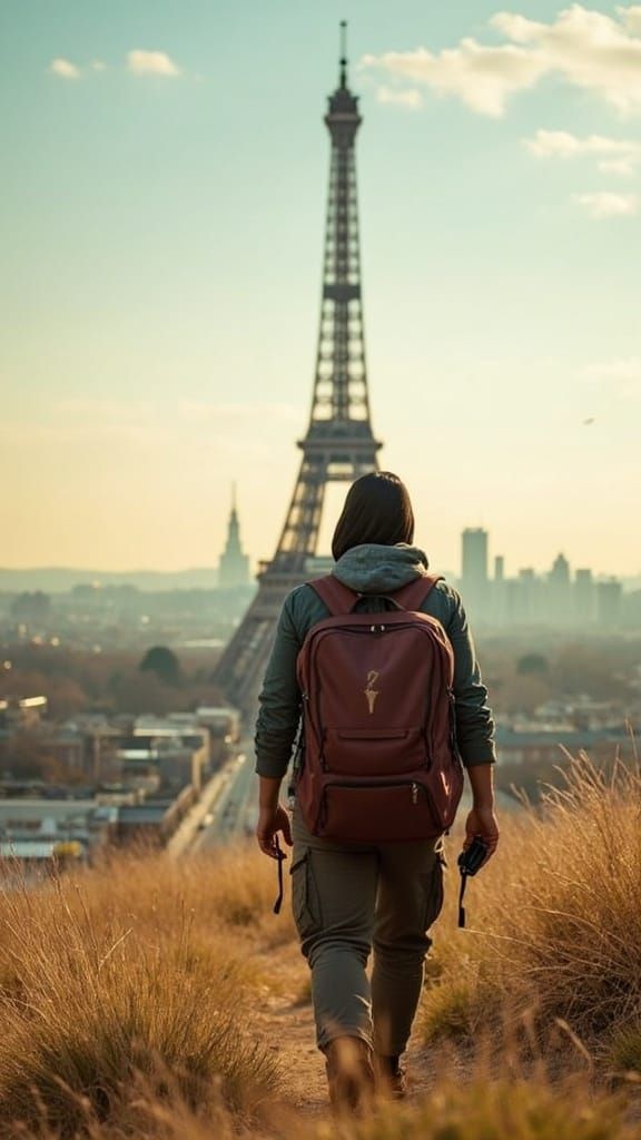 Hyperrealistic Guitarist Strolls Past Eiffel Tower