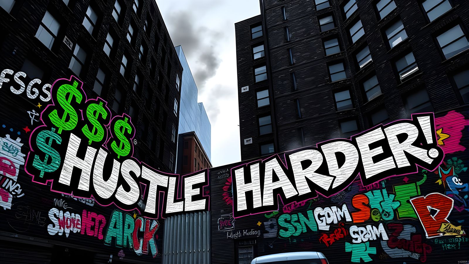 Hustle Harder Graffiti