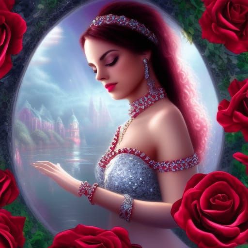 Diamond Jewelry and Roses: Maximalist Digital Painting