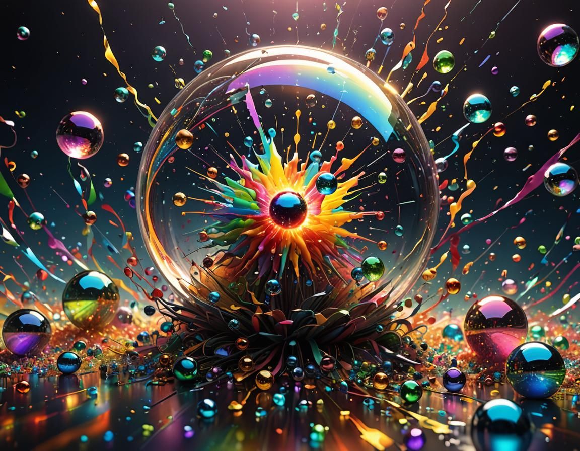 Rainbow Explosion: Vibrant Digital Art in Zentangle Style