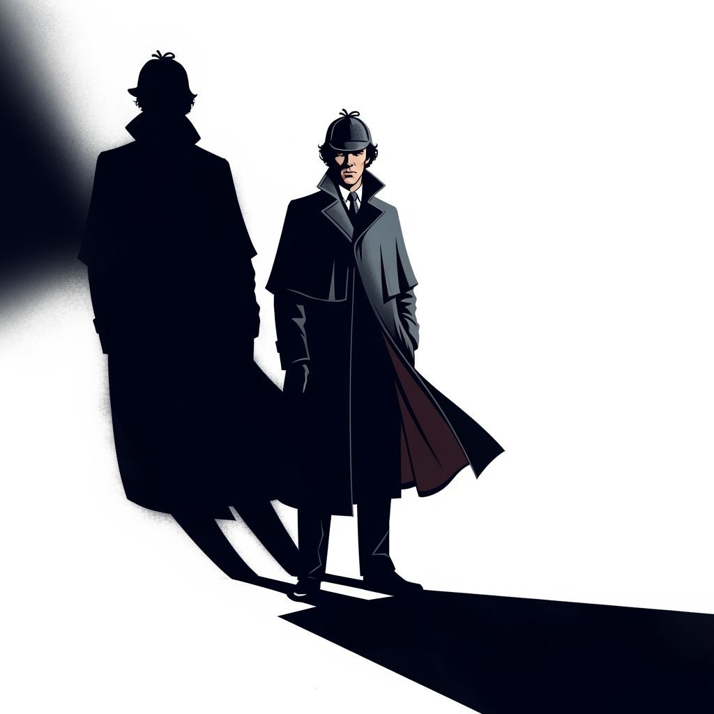 Sherlock Holmes Shadow in Noir Style