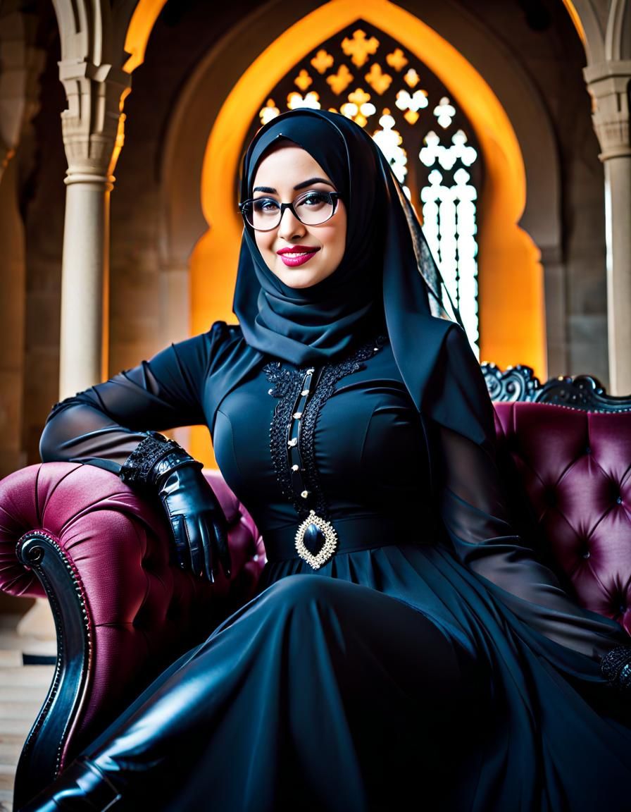 Gothic Hijabi Portrait in Watercolor Pop Art