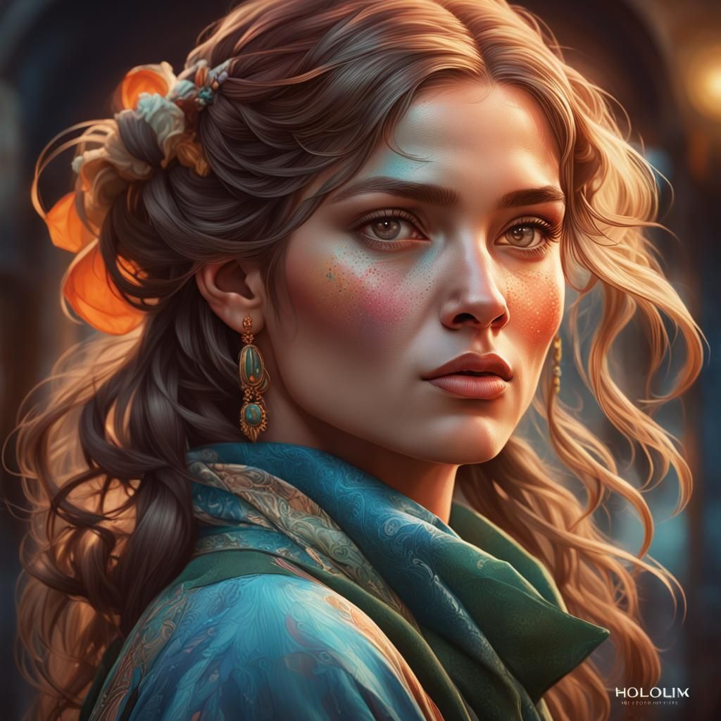 Intricate Portrait of a Woman with Secret