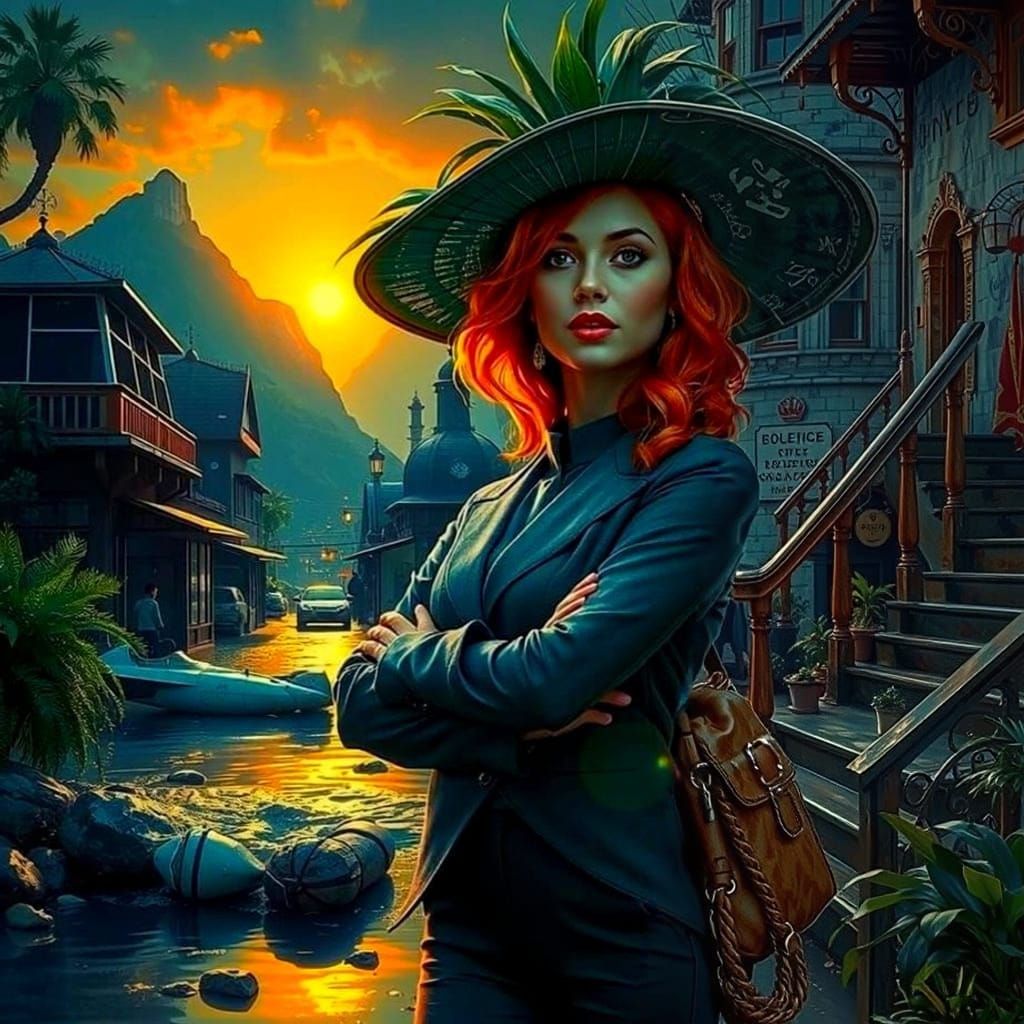 Confident Woman with Ginger Hair in Sunlight