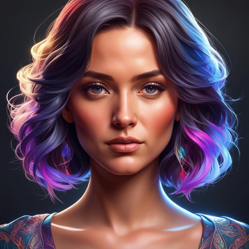 Detailed Portrait in Art Nouveau Style